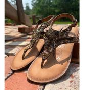 Naughty Monkey Beaded and Embellished Sandals/Flip Flops/Flats Size 6.5