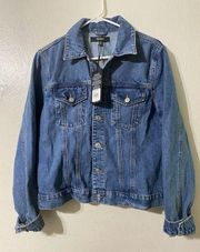 Hudson Womens Denim Jean Trucker Jacket Blue Minimalist NEW Large