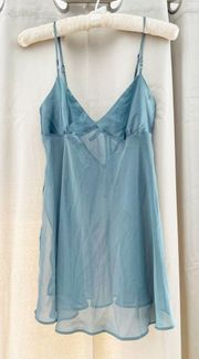 Victoria’s Secret Vintage Y2K Steel Blue Gray Sheer Babydoll Chemise Size XS