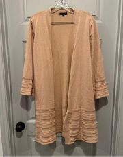 Verve Ami Orange/Tan Open Front 3/4 Sleeve Cardigan size XL