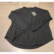 Gibson‎ Look Womens Long Sleeve Henley Blouse Black Size Small