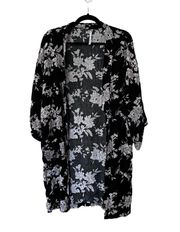 SPIRITUAL GANGSTER Maya Floral Belted Kimono Black One Size