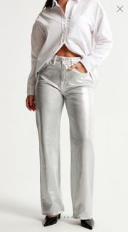 Abercrombie High Rise 90s Relaxed Curve Love - Metallic