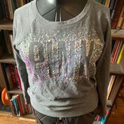 Victorias Secret ombré sequin S oversized gray sweatshirt