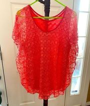 LAVISH PEACH LACE OVERLAY TOP SIZE XL