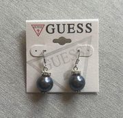 Guess Gray Faux Diamond Embellished Drop Fashion Earrings NEW