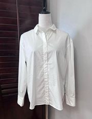 Treasure & Bond Blouse Women's S White Solid Long Sleeve Collar Buttons New