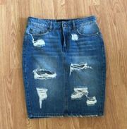 The Kooples Distressed Denim Skirt