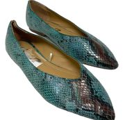 Seven 7 Nelly Pointed Toe Flats Multicolor Vegan Snake Embossed Women’s Size 9
