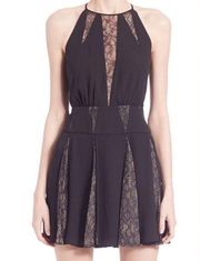 BCBG MaxAzria Teena Black and Nude‎ Lace Mini Dress. Sz 4. L0242