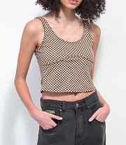 NWT Spicychix Brown & Purple Checkered Crop Tank Top Size Medium