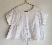J.O.A. Eyelet swing top lace up back Sz Small White