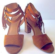 FRANCO SARTO chunky suede box heels with tassels