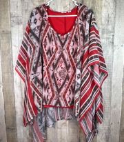 Cato Woman Size 22/24W Sheer Tribal Print Square Poncho Overlay over Tank