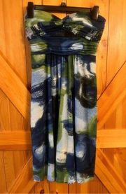 Laundry By Shelli Segal Size 2 Strapless Blue Print Dress