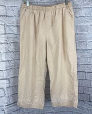 100% cotton embroidered pull on pants sz L 14/16