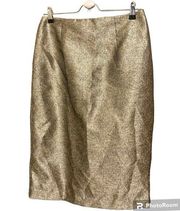 Worthington Women's Size 10 Pencil Skirt Metallic Gold Knee Length Zip Up