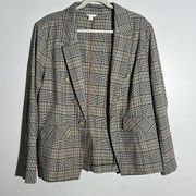 Cato Brown Plaid Gold Button Old Money Blazer Women's XL Suit Jacket Mobwife