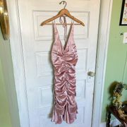 Blondie Nites Pink Ruched Satin Dress