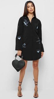 Black Blue Graffiti Shirt Dress