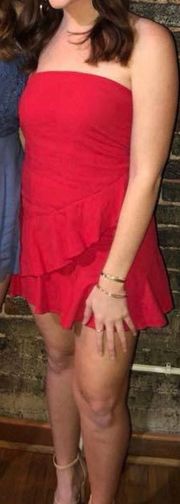 Red Strapless  Dress