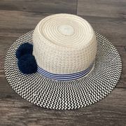 NWT J. Crew Straw Sun Hat with Navy Pattern Details