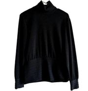 Max Mara 100% Wool Sweater Turtleneck Pullover Ribbed Trim Black XL