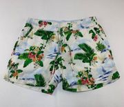 Tommy Bahama Floral Tropical Print Linen Blend Pull On Shorts XS