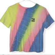 Diagonal Striped Tie Dye “vibes” Cropped T-shirt