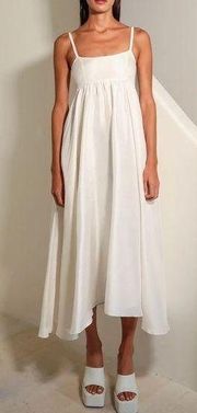 Azeeza Rachel Raw Silk White Midi Dress