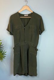 Femme Olive Green Oliver Utility Silk Mini Dress