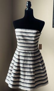 Strapless Stripped Pleated Dress