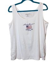 Eddie Bauer White Ribbed Graphic Tank Top