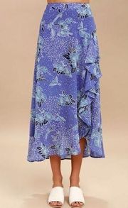 ✨HP✨Views Periwinkle Blue Floral Print Maxi Skirt✨