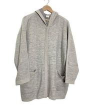 Poetry Grey Button Front Boxy Oversized Wool Hooded Cardigan Sweater