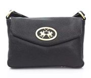 La Martina Elegant Black Leather Crossbody Bag/One Size/Black