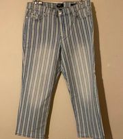 NWT Women’s  striped denim capris chrystie cropped jeans blue white