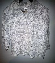 Christopher & Banks beach wrinkle free button up short sleeve shirt Size small