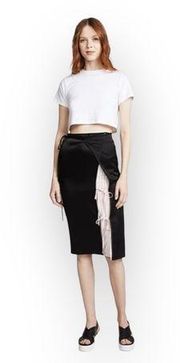 new T by Alexander Wang ᯾ Draped Satin Skirt ᯾ Stripe Lining ᯾ Wrap Silhouette