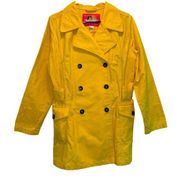 Fiorucci Women's Canary Yellow Trench Canvas Double Breasted Coat XL