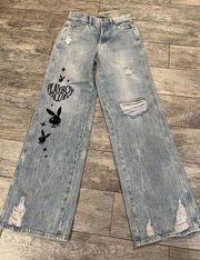 NWT Pacsun Playboy Limited Edition 26 Jeans Denim High Waist Distressed Y2K 80s