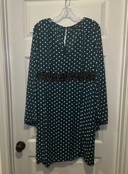 Suzanne Betro Teal/Black Polka Dot Long Sleeve Dress size 2X