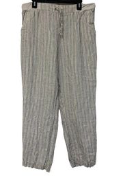 Women's Ellen Tracy White Striped Linen Pants Boho Anthro Size XL EUC #0163