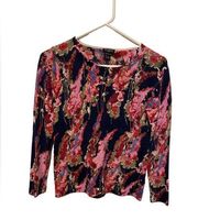 Talbots Floral Merino Wool Sweater size SP