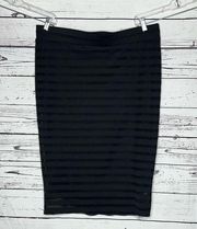 Torrid Size 1 Classic Black Crochet Stripe Pull On Straight Pencil Skirt