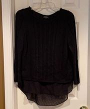 Lucky Brand black sweater with sheer under layers size XS