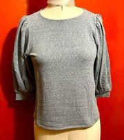 Ginger G Gray Puff Sleeve Top Sz S