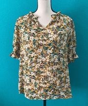 Anthropologie pleione yellow floral blouse in size large