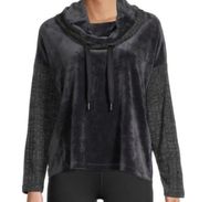 Democracy Women's Cowl Neck Charcoal Velvet Soft Cozy Pullover medium