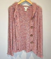 Vertigo Open Knit Hooded Cardigan Sweater - size XL